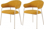 Rebecca Mobili RE7027 2 s&ouml;&ouml;gitooli komplekt k&ouml;&ouml;gi jaoks Pol&uuml;esterkangast terasest sinepikollane valge moodne stiil Mugav m&otilde;&otilde;tmed K x S x S: 82.5 x 57 x 56.5 cm