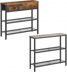 HOOBRO Konsolentisch, 75 cm Flurtisch mit Schublade und 2-stufigen Ablagef&auml;chern, Beistelltisch, Beistelltisch mit 2 Ablagen, Metallgestell, im Industrie-Design, f&uuml;r Flur, Eingang EBF72XG01-EBG73XG01