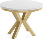 WFL GROUP &uuml;mmargune pikendatav Loft stiilis s&ouml;&ouml;gilaud - kuldsete metalljalgadega t&ouml;&ouml;stuslik laud - ruumi s&auml;&auml;stev laud elutuppa - valge - 100 kuni 180 cm.