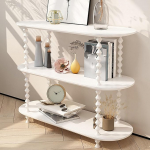 Kitsas konsoollaud, t&auml;ispuidust, k&uuml;ljelaud, kitsas, 3-korruseline, kaasaegne, kandev&otilde;ime 50 kg riiuli kohta, koridorilaud esikusse, elutuppa, esikusse v&otilde;i diivanile (valge, 150 x 36 x 73 cm / 59 x 14 x x