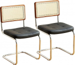 Mid Century Rattan s&ouml;&ouml;gitoolid Modern k&ouml;&ouml;k s&ouml;&ouml;gitooli seljatoega Mugav nahast pehmendusega lauatool metallist jalgadega (S x L x K): 60 x 41 x 87 cm