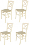 t m c s Tommychairs 4 risttoolist koosnev komplekt k&ouml;&ouml;ki ja s&ouml;&ouml;gituppa, vastupidav struktuur lakitud p&ouml;&ouml;gipuidust aniliini v&auml;rvi valge ja pehmendusega kaetud iste kanepist kangaga.