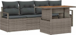 5-teiliges Garten-Sofa-Set mit Kissen Graues Poly-Rattan, 2-Sitzer Garten-Sofa mit Stauraum&Kissen Graues Poly-Rattan Gartenlounge Model3358379