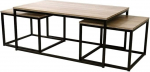 Urban living Loft kohvilaud 3-liikmeline komplekt puidust ja metallist 1-100 x 60 x 45 cm + 2-50 x 50 x 38 cm