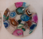 Kohvilaud 68x68cm Mitmev&auml;rviline akaatkivi epoks&uuml;vaik &uuml;mmarguse kujuga marmorist k&ouml;&ouml;gipoolne laud kodu kaunistamiseks