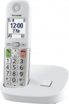 Panasonic KX-TGU410EXW digitaalne juhtmeta telefon, baasjaam ja 1 k&auml;sipult, LCD-ekraan, lemmiknupp, taskulamp, eriti valju kuuldeaparaadiga &uuml;hilduv, valge ja h&otilde;bedane.