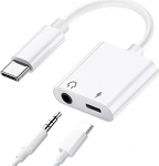 USB C kuni 3,5 mm pistiku adapter koos 60W PD kiirlaadimisega, USB C k&otilde;rvaklappide adapter Helikonverter Hi-Res DAC, mis &uuml;hildub iPhone 16/15 Pro Max Samsung Galaxy S24/S23/S22/S21 Ultra Pixel iPad Huawei'ga