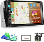 2 DIN Carplay autostereo Con Type-C, 7-tolline IPS puuteekraaniga Bluetooth autoraadio, toetab traadita Android auto Bluetooth 5.1 MirrorLink FM raadio USB AUX laadimine + tagurduskaamera