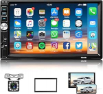 Hodozzy Autoradio 2 DIN autostereo Bluetooth 7-tollise puuteekraaniga, multimeedia m&auml;ngija autoekraan koos tagantj&auml;rele vaatega, toetab MirrorLink/FM Radio/USB/AUX/TF/SWC Double DIN