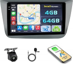 Hikity Android 15 4+64G autoraadio Seat Altea 2004-2015 9-tollise Incell puuteekraaniga, autoraadio 2DIN traadita Carplay Android autoga, FM/RDS raadio BT GPS WiFi tagurduskaameraga
