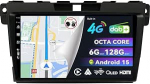 Sisseehitatud 4G LTE & DAB, Android 14 QLED autoraadio Mazda CX-7 (2008-2015), 6G+128G, Carplay & Android auto, kaamera + MIC, kahesageduslik WiFi, rooliratta juhtimine, 9-tolline 8-tuumaline 2 Din, DSP