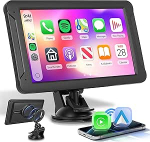 Rimoody Wireless Carplay Android Auto Tragbares Autoradio mit Magnetische Halterung, 7 Zoll Touchscreen Portable Autoradio mit Airplay/Android Cast/Bluetooth/FM Sender/Voice Control/AUX