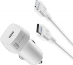 Cellularline - autolaadija 12/24V USB-C v&auml;ljund 20W - Kiirlaadimine iPhone 8 ja uuemate mudelite jaoks koos USB-C Lightning-kaabliga