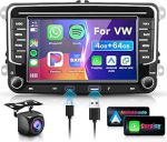 4G 64G VECHTEL 7-tolline Bluetooth autoraadio VW Golf 5 6 Polo Passat Skoda Touran Tiguan Seat Carplay Android auto, Android 15, DSP EQ, WiFi GPS, Type-C/USB, RDS/FM raadio 2 DIN koos AHD tagurdamisega