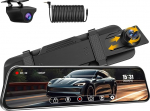 Peegel Dash Cam koos tagantvaate kaameraga Dual 1080P Dash Cam auto eesmine tagumine 170 &deg; + 140 &deg; laia nurga tagantvaate peegel Dash Cam auto kaamera 10-tollise IPS puuteekraaniga WDR &ouml;&ouml;n&auml;gemine Loop salvestamine
