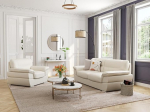 Vente-unique - Thibault 3+1 Leather Couch Set Ivory