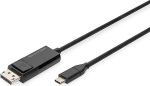 DIGITUS USB-C ja Displayport adapteri kaabel - 2 m - kahesuunaline - Displayport 1.4 - DP Alt Mode - 8k 30Hz - &uuml;hildub monitori, m&auml;ngugraafikakaardiga - must