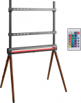 EasyLife - Design STAFFELEI 4-jalgne teleri statiiv LED &uuml;mbritseva valgustusega - kuni 70-tollise ja 40 kg kaaluva teleri/monitori kinnitus, reguleeritava k&otilde;rgusega statiiv, VESA kuni 600 x 400 (grafiit/tume p&auml;hkelpuu)