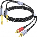 3,5 mm kuni RCA kaabel, 1/4" TRS kuni Dual RCA kaabel, 2 in 1 Audiokaabel, kullatud HiFi heli k&otilde;rvaklappide kaabel, Aux kaabel, 1/8" 6.35mm adapter Stereo Y Splitter telefonile k&otilde;larile MP3 Tabletile