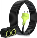 MutecPower 10 m pikenduskaabel 4 Schuko pistikupesaga v&auml;litingimustes kasutamiseks IP44 H05RR-F3G 1,5 mm&sup2; pikendus 4 kaitsva kontaktpistikupesaga 4-kohaline v&auml;litingimustes kasutatav jaotur 10 m must/roheline