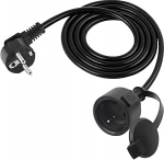 RIIEYOCA 90-kraadine Shucko Outdoor pikenduskaabel, l&uuml;hike maanduskontaktide pikenduskaabel, must, mees-naine veekindla korgiga (1,5 m)