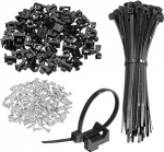 hankimise kaart 60tk 7/8" kaabliside sadula t&uuml;&uuml;pi kinnitused koos 6" kaablisidemete ja M5 keermestuskruvidega, juhtme korraldaja hoidja klambrite komplekt, must