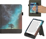 kwmobile Flip Cover &uuml;hildub Amazon Kindle Paperwhite (11. Gen - 2021) - &uuml;mbris koos k&auml;erihmaga Galaxy Tree Meadow Blue Grey Black
