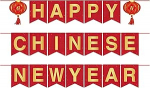 Chinesisches Neujahrsbanner Rotgold Happy New Year Wimpelkette Banner f&uuml;r Heimdekoration Indoor Outdoor