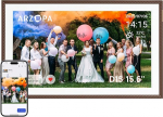 ARZOPA Digital Picture Frame Large 15.6 Inch Free Unlimited Cloud Storage Instant Remote Transfer Photos Videos FHD Touchscreen Electronic Picture Frame Gift for Holidays - D15 Brown