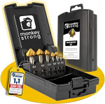 monkeystrong s&uuml;vendi komplekt 90&deg; l&auml;bim&otilde;&otilde;t 6,3 - 20,5 mm HSS terasest - t&otilde;eliselt terav - s&uuml;vendi ja kraatide eemaldamine puidu, metalli ja plasti jaoks praktilises hoiukarbis