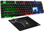 THE G-LAB Combo Yttrium Gamer Pack Azerty RGB m&auml;nguklaviatuur 105 klahviga 19 klahvi Anti-Ghosting - Gamer hiir 2400 DPI - Gaming Mouse Pad - PC PS4 PS5 Xbox One/Seeria - Must &uuml;he suurusega