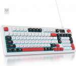 SOLIDEE 96% membraaniklaviatuur juhtmevaba, juhtmega / Bluetooth 5.0 / 2.4GHz tihendiga klaviatuur ja RGB taustavalgustus, 98 klahvi mehaanilise tunnetusega ja vaikne (valge)