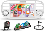 Rimoody 4G+128G Android Autoradio f&uuml;r FIAT 500 2007-2015 Wireless Carplay Android Auto 7 Zoll Touchscreen Radio mit Navi GPS WiFi Mirror Link Bluetooth FM/RDS EQ/USB Lenkradsteuerung R&uuml;ckfahrkamera
