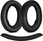 Defean - k&otilde;rvapadjad ja peapael Sennheiser PC350 HD380 Pro k&otilde;rvaklappidele, k&otilde;rvapadjad, l&ouml;&ouml;gikaitse, kestad, vaht (valgenahast k&otilde;rvapadjad + peapael)