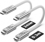 30 cm l&uuml;hike USB4 kaabel, 240 W USB C kuni USB C 40 gbps kiirlaadimine, 8K videomonitori kaabel, mis &uuml;hildub Thunderbolt 4, Thunderbolt 3 ja USB4 seadmetega