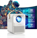 Mini projektor 4K, WOLFANG 5G WiFi Bluetooth kaasaskantav projektor, Native 1080P 15000 luumenit, Keystone korrektsioon, kaks stereok&otilde;larit 200 tolli, zoom, &uuml;hilduv telefoniga / s&uuml;learvutiga / tulepulgaga / PS5-ga