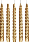 Renaissance Taper Candles Twisted Varnished Gold Pack of 5 Suurus Ca. 22 x 250 mm Individuaalselt fooliumiga