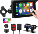 VSYSTO 5-tolline mootorratta Carplay puuteekraan, traadita Carplay ja Android auto, GPS navigatsioon WiFi veekindel mootorratta armatuurkaamera HD 1080P esi- ja tagakaamera DVR, rehvir&otilde;huandurid (5
