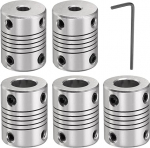 sourcing map Wellenkupplung aus Aluminiumlegierung, 5 mm bis 10 mm, flexible Kupplung, Motorverbinder, Schrittmotor-Kupplung f&uuml;r CNC-Maschine und 3D-Drucker (L25 x D19), 5 St&uuml;ck