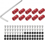 QUARKZMAN 5 mm to 5 mm Bore Rigid Coupling 25 mm Length 14 mm Diameter Aluminium Alloy Connector Red Pack of 10 with 10 Pieces Coupling 1 Piece Wrench 80 Pieces Screws