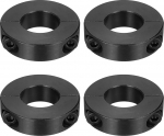 hankekaart 4 x doppelt geteilte Schaftmanschetten, 22 mm Bohrung, zweiteiliger Spannkragen, 45 mm Au&szlig;endurchmesser, 12 mm Dicke, Karbonstahl, Schlosskragenklemme mit Stellschrauben (Schwarzoxid)