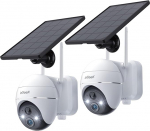 ieGeek 2K Outdoor Surveillance Camera, Battery, Solar Surveillance Camera with 355&deg;/140&deg; Pan Tilt, 20 m Colour Night Vision, PIR Motion Sensor, Siren/White Light Alarm, 4 dbi Double Antenna, IP65,