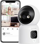 ZOSI Dual-Lens WLAN Surveillance Camera Indoor 2MP + 2MP, Button/OK Gesture Call, 2-Way Audio, AI Person Detection and Tracking, Colour Night Vision, C528D