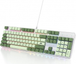 SOLIDEE NKRO mehaaniline m&auml;nguklaviatuur, t&auml;issuuruses, roheline Matcha klaviatuur, QWERTY 104 klahvi juhtmega klaviatuur, RGB taustavalgustus ja numbriklahvistik, mehaaniline NKRO (104 Matcha)