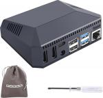 GeeekPi Argon One V2 Raspberry Pi 4 alumiiniumist korpus koos ventilaatoriga, alumiiniumist jahutusalusega, toitenupuga, toetab retro m&auml;nge, filme ja muusikat