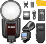 GODOX V1 Pro O V1Pro O &uuml;marpea v&auml;lk Olympus Panasonic kaamera v&auml;lgule, 2.4GHz TTL 1/8000 HSS, 1.3s taastumisaeg, 500 v&auml;lku t&auml;isv&otilde;imsusel, 2980mAh Li-ion aku