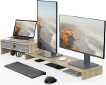 Fenge Dual Monitor Stand koos sahtliga arvuti TV s&uuml;learvuti monitori aluse pikkus ja nurk reguleeritav 78,3-113 x 23,5 x 7,3 cm Tammepuust