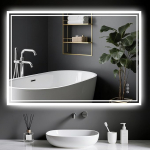 LED Vannitoa peegel koos valgustusega 60 x 80 cm Bluetooth Antifog - 3 klahvi puutetundlik l&uuml;liti ja m&auml;lufunktsioon vannituppa/vannituppa - horisontaalne/vertikaalne konksu kinnitamine