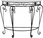 Konsolentische f&uuml;r Flur und Wohnzimmer, schmale Beistelltische aus Glas, Nero Konsolentisch mit 4 Beinen, Streifen- und Fleckenmuster, Beistelltisch aus Schmiedeeisen, 80 x 80 cm / 31,5 x 31