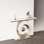 Generisch Moderner Konsolentisch mit Steinoptik und Metallgestell, Schlichter Beistelltisch f&uuml;r Wohnzimmer, Flur, Foyer, Eingangsbereich, modernes Dekorativ (Schwarz, 3,80 cm/31,4 Zoll)